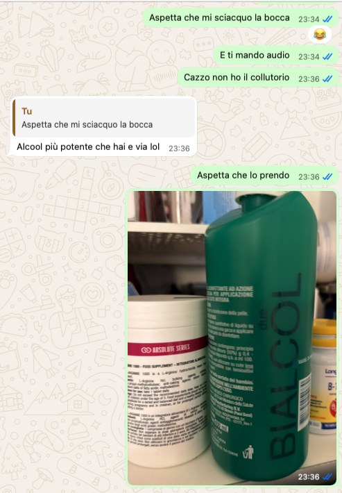 Screenshot di conversazione dal racconto del rum