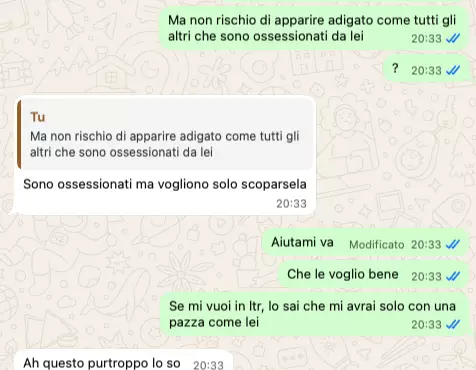 Screenshot di conversazione con la Dea Francese dopo cinque anni