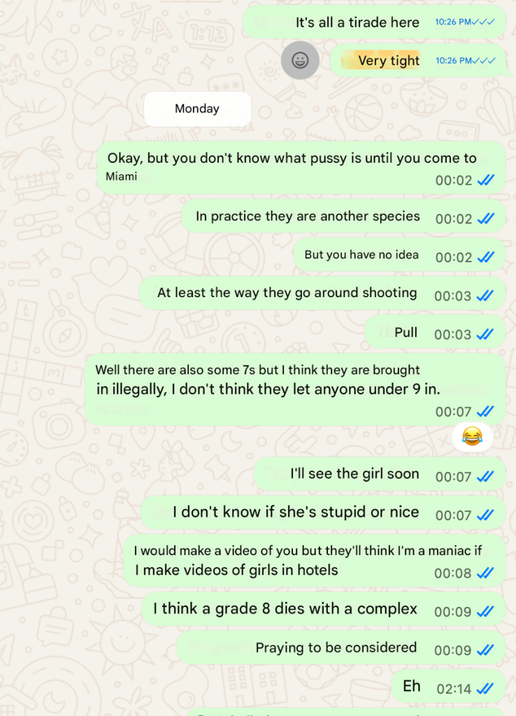Screenshot chat WhatsApp con la Dea Suprema (sequenza 1)