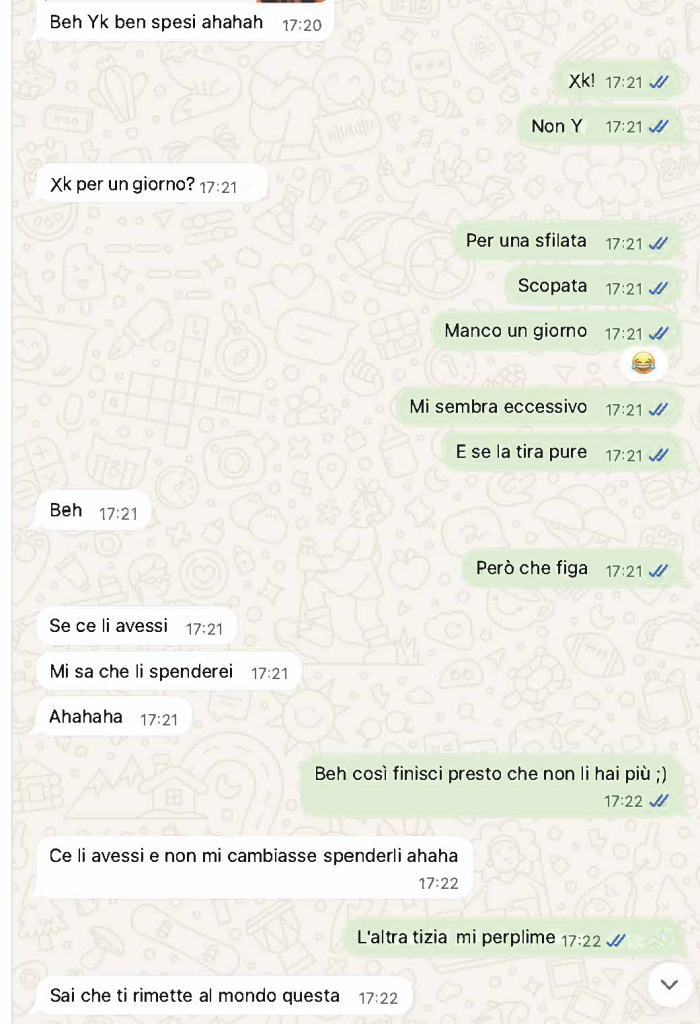 Screenshot chat WhatsApp con la Dea Suprema (sequenza 4)