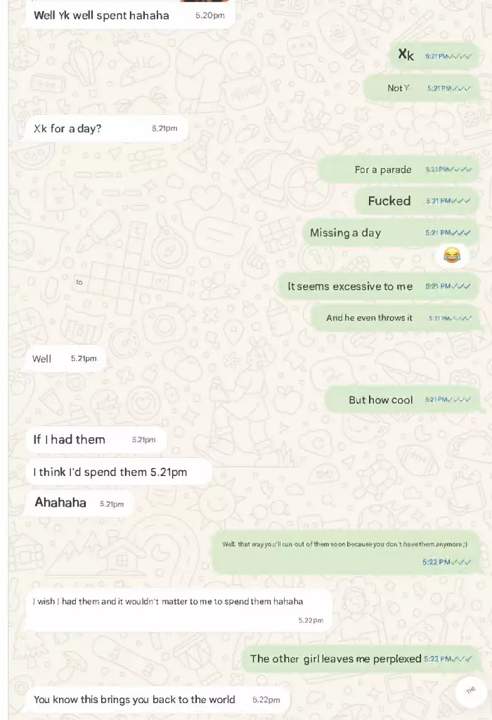 Screenshot chat WhatsApp con la Dea Suprema (sequenza 4b)
