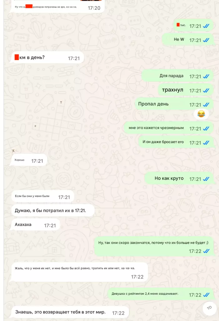 Screenshot chat WhatsApp con la Dea Suprema (sequenza 4c)