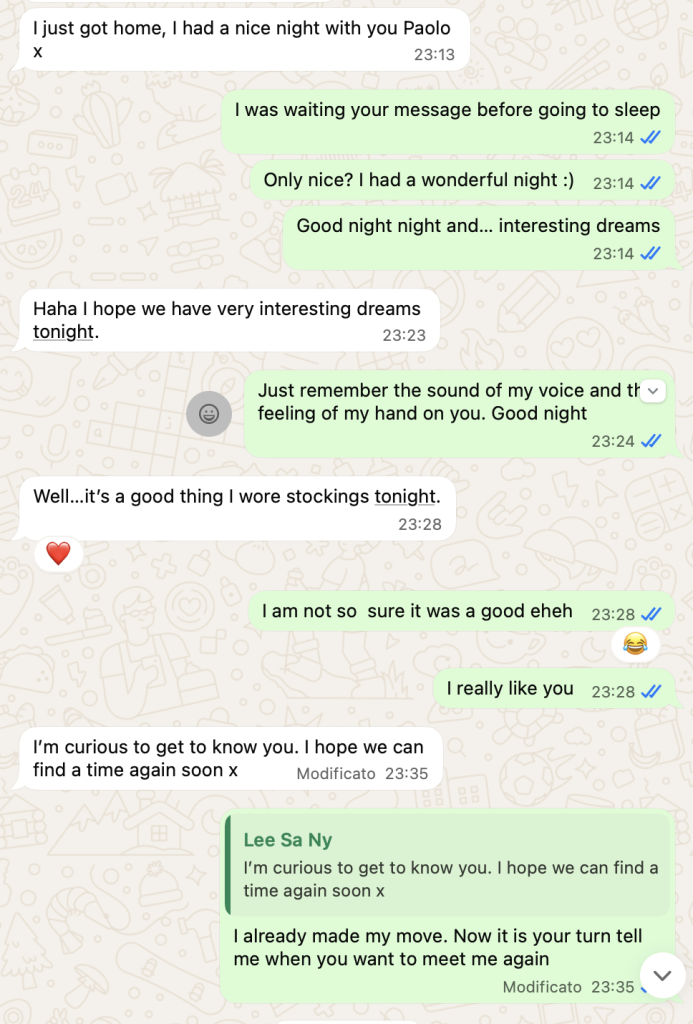 Screenshot di conversazione con Xmas Lady