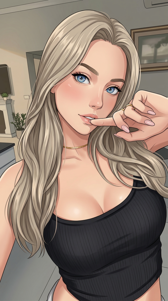 Bambolina in posa sensuale, ragazza con centinaia di migliaia di follower